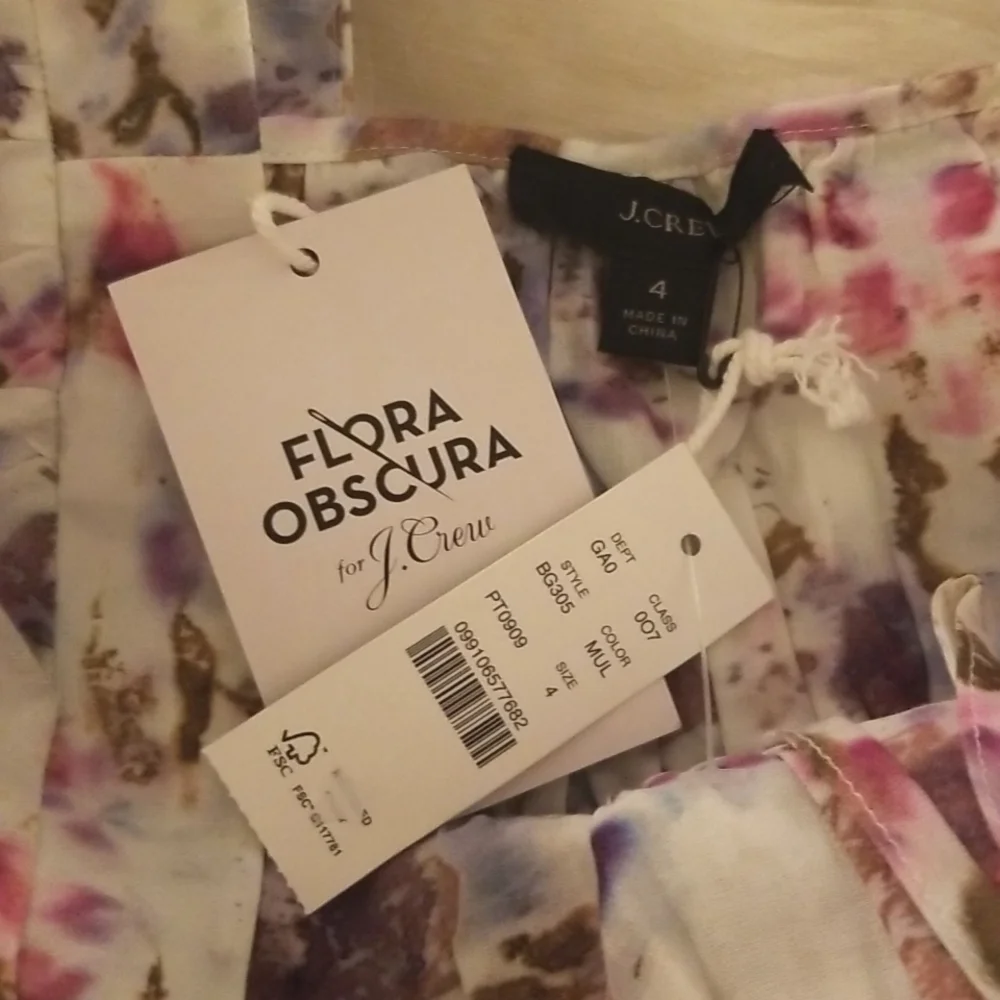 Flora Obscura X J.Crew Cinched Waist Top in Kaleidoscope Floral NWT